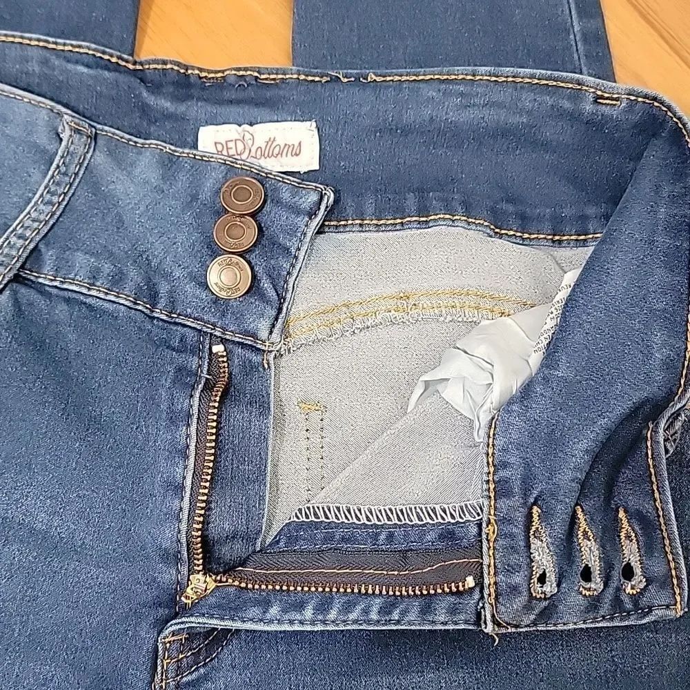 Red Bottoms Juniors blue denim skinny ankle jeans Size 11 - Picture 11 of 16